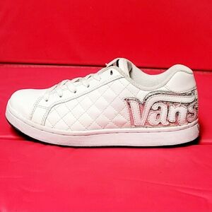 Vintage Vans Widow Plus Quilted White Leather Women's Chunky Skate Shoes size 7